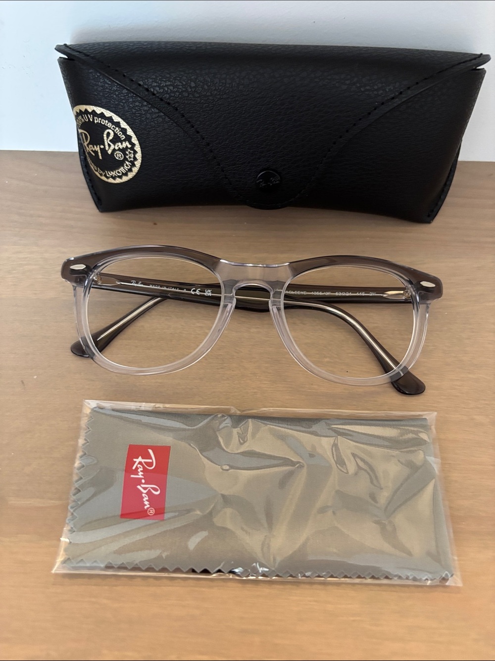Ray-Ban Men's/Unisex Clear/Smoke Transparent Round Plastic Glasses
